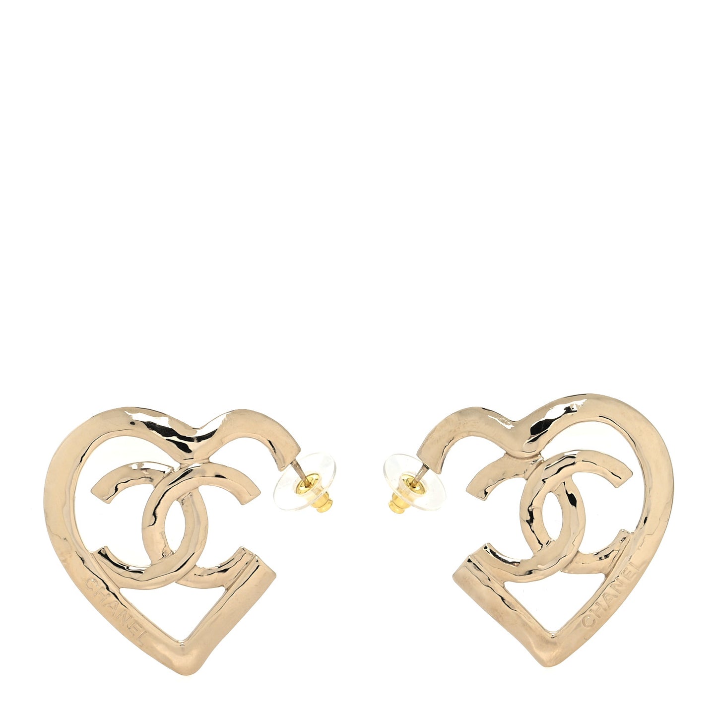 Metal CC Heart Coco In Love Hoop Earrings Gold