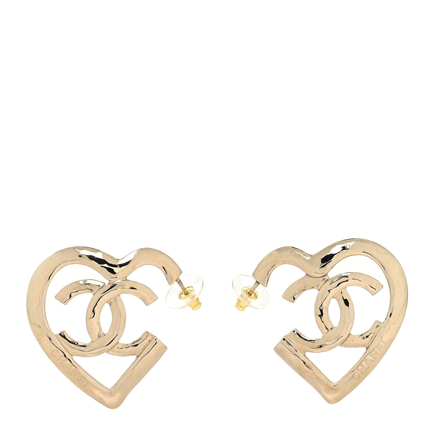 Chanel Metal CC Heart Coco In Love Hoop Earrings Gold 1 of 4