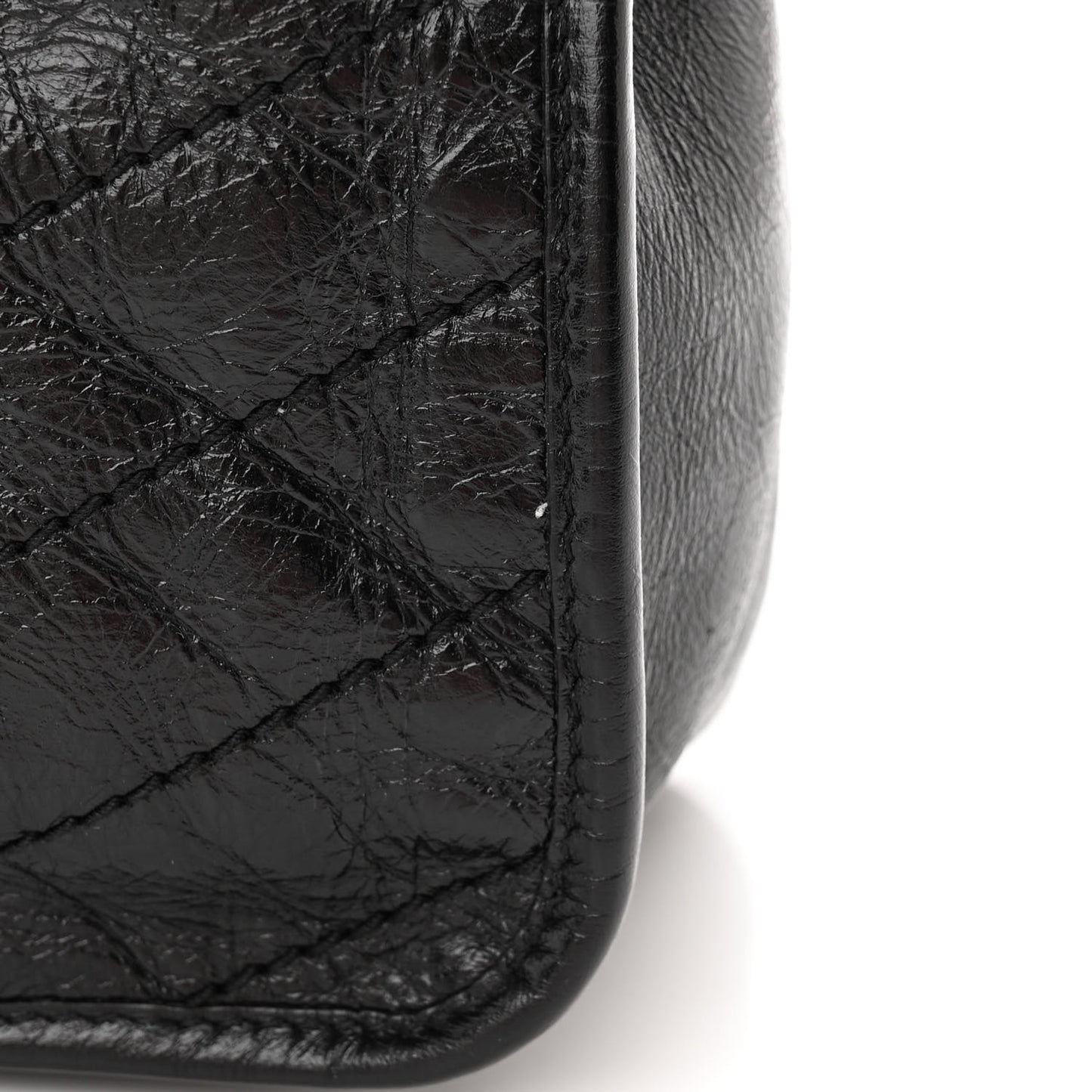 Crinkled Calfskin Matelasse Monogram Medium Niki Chain Satchel Black