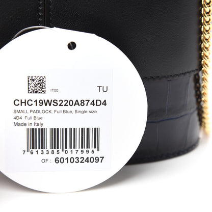 Chloe Calfskin Crocodile Embossed Small Aby Lock Full Blue 9 of 11