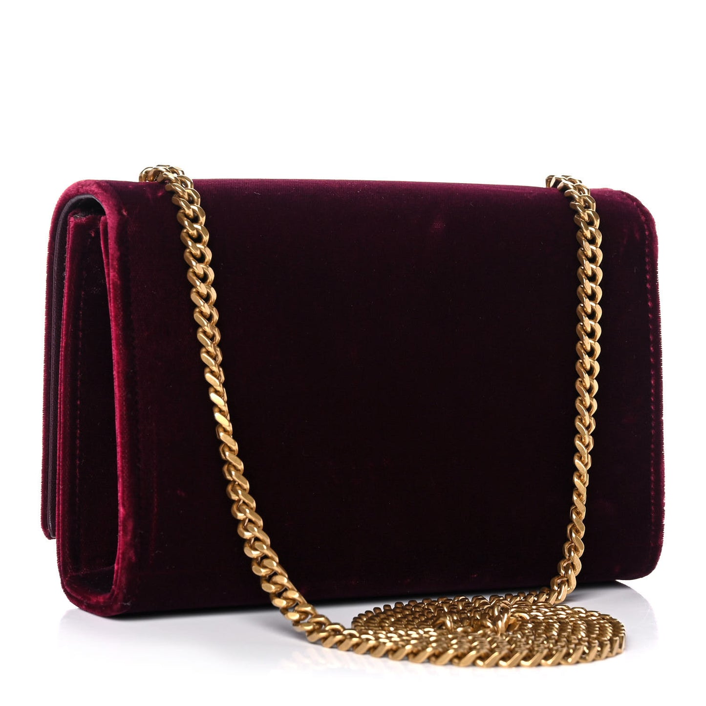 Velvet Small Classic Monogram Kate Tassel Satchel Burgundy
