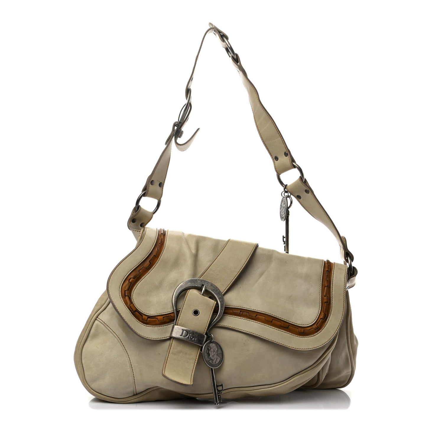 Calfskin Medium Gaucho Double Saddle Bag Ivory