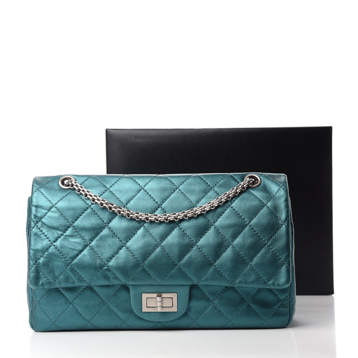 Chanel Metallic Calfskin Quilted 2.55 Reissue 227 Flap Turquoise 14 of 14