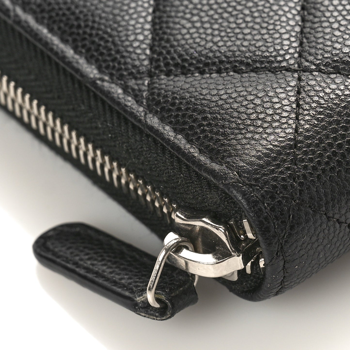 Caviar Quilted Large Zip Around Organizer Wallet Black