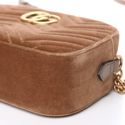 Gucci Velvet Matelasse Small GG Marmont Chain Shoulder Bag Taupe 9 of 10