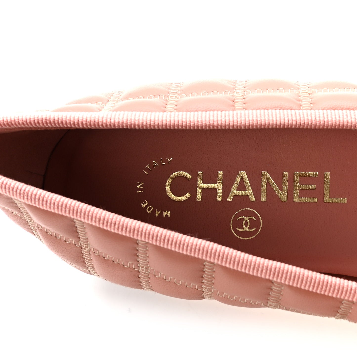 Lambskin Embroidered Grosgrain Quilted Cap Toe Ballerina Flats 38.5 Dark Pink Beige Black