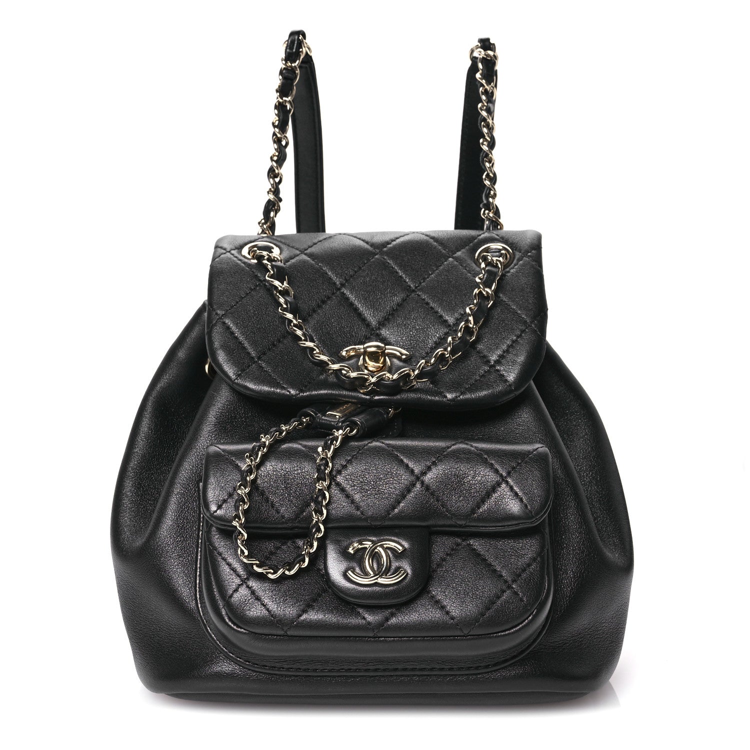 Chanel Lambskin Quilted Small Duma Drawstring Backpack Black 1 of 12
