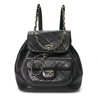 Chanel Lambskin Quilted Small Duma Drawstring Backpack Black 1 of 12