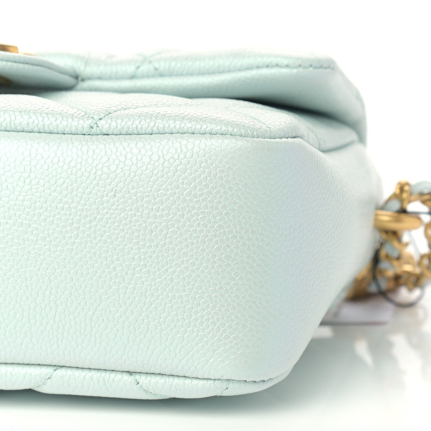 Iridescent Caviar Quilted Mini My Perfect Flap Light Green