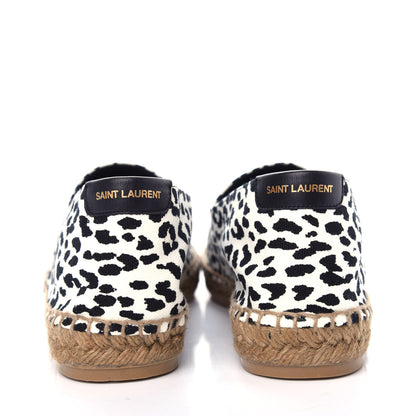 Saint Laurent Canvas Leopard Print Espadrilles 38 Latte Black 7 of 13