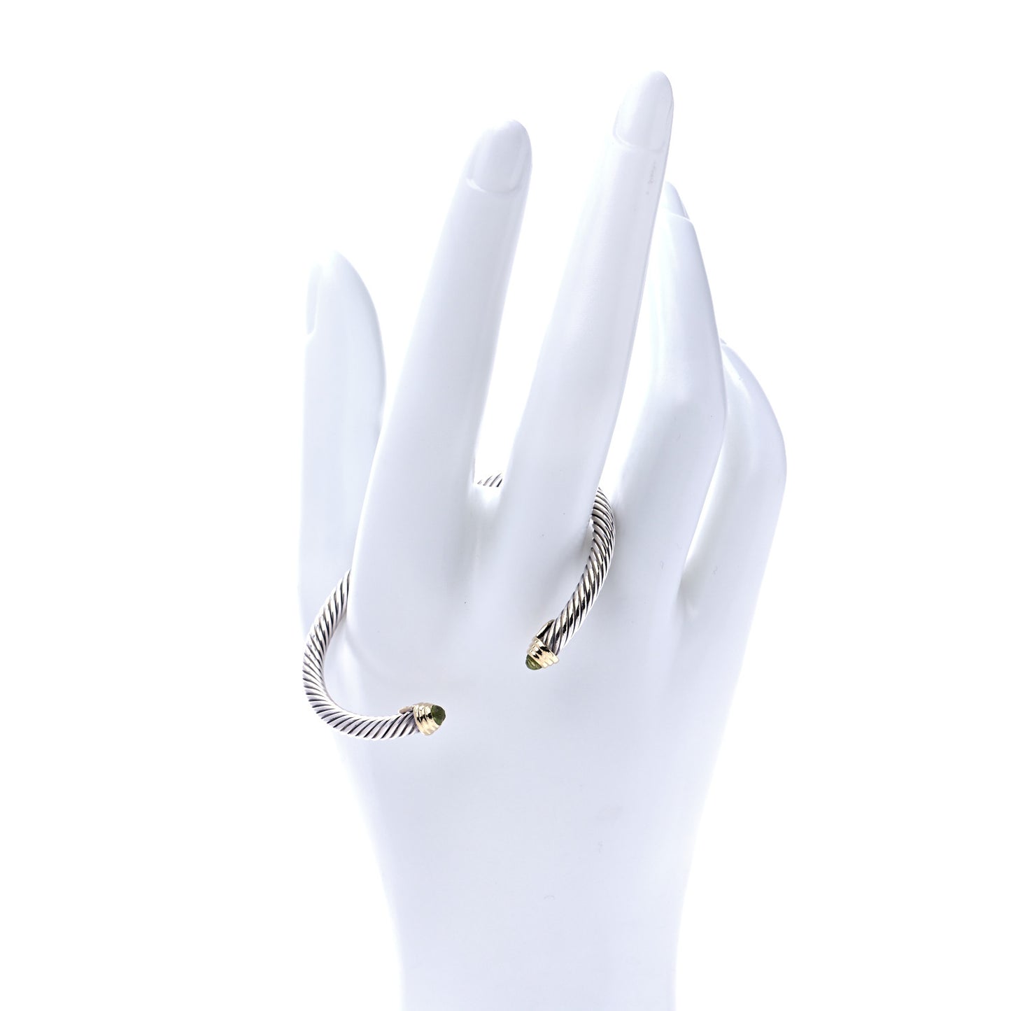 Sterling Silver 14K Yellow Gold Peridot 4mm Cable Kids Birthstone Bracelet