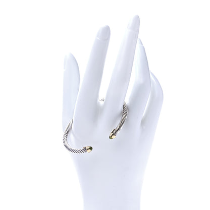 David Yurman Sterling Silver 14K Yellow Gold Peridot 4mm Cable Kids Birthstone Bracelet 2 of 6