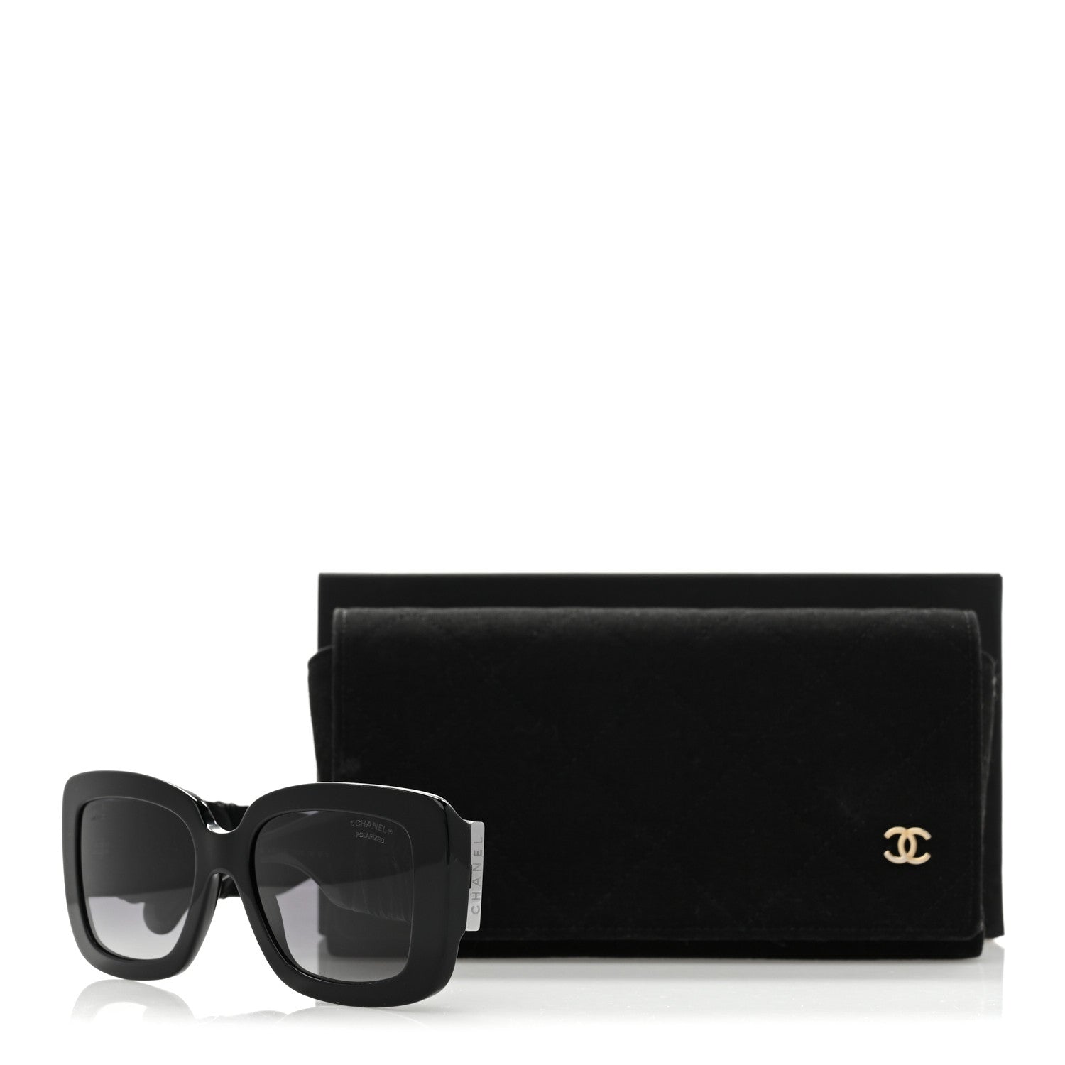 Chanel Acetate Calfskin Polarized Square Sunglasses 5473-Q Black 8 of 8