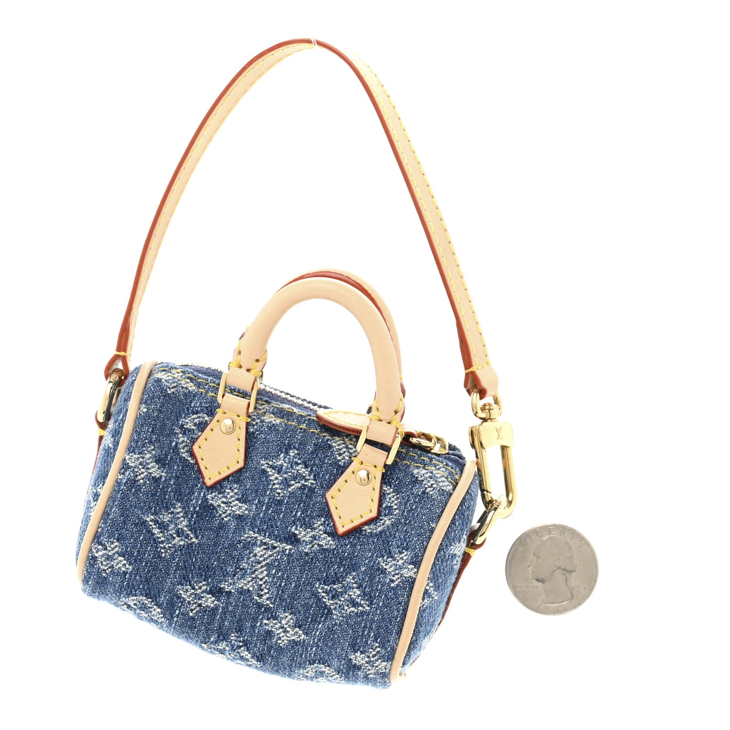 Louis Vuitton LV X TM Monogram Denim Cerises Micro Speedy Bag Charm Blue 2 of 5