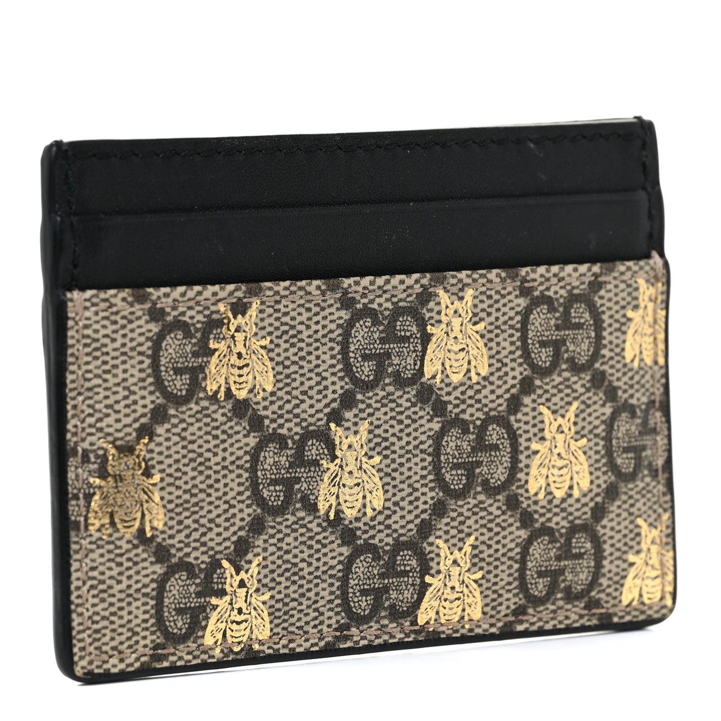 GG Supreme Monogram Bees Card Holder Black