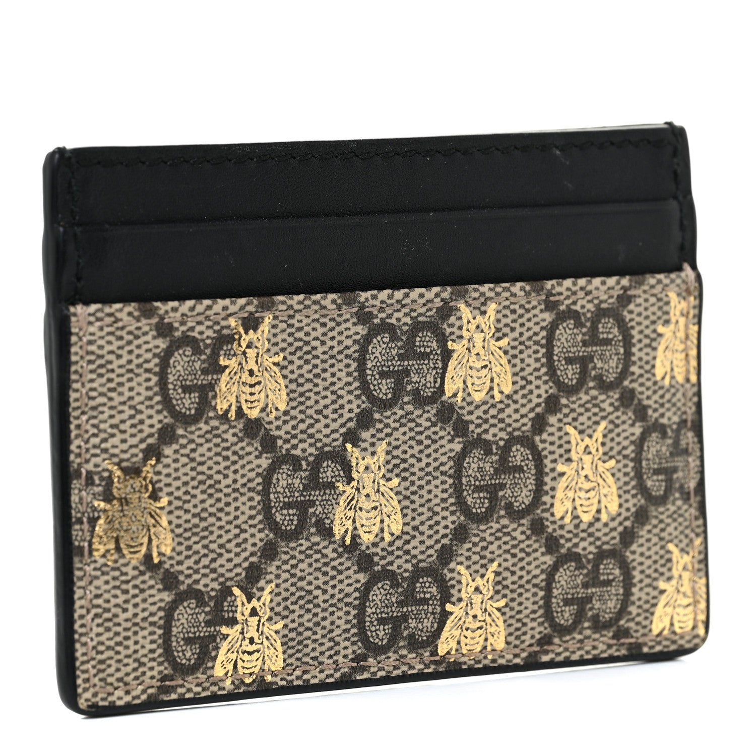 Gucci GG Supreme Monogram Bees Card Holder Black 3 of 9