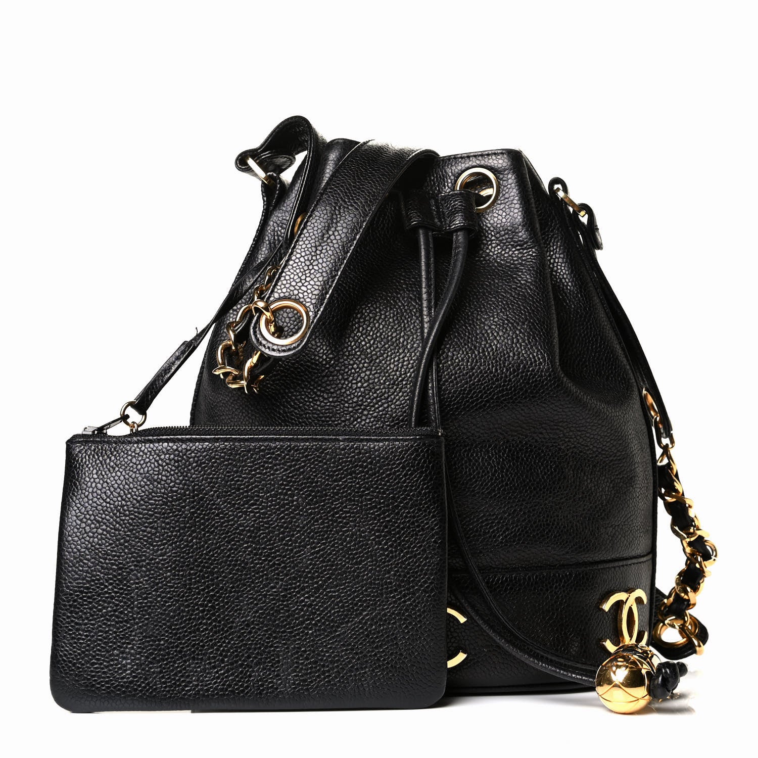 Chanel Caviar CC Drawstring Shoulder Bag Black 1 of 8
