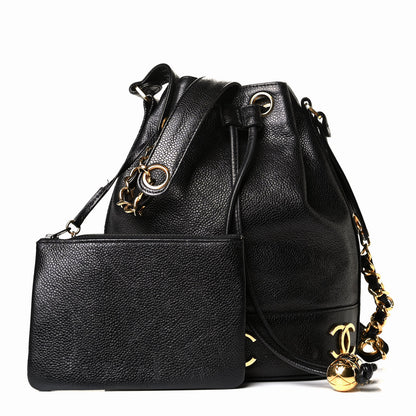 Chanel Caviar CC Drawstring Shoulder Bag Black 1 of 8