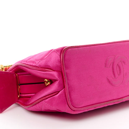Chanel Satin Quilted Bar Frame Evening Bag Fuchsia 10 of 14