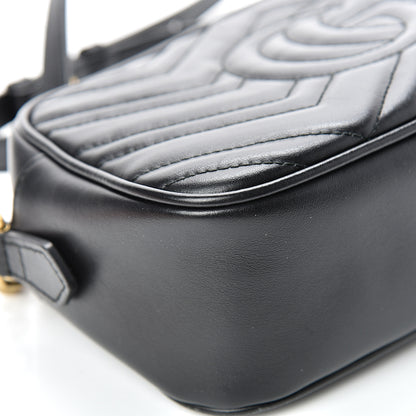 Gucci Calfskin Matelasse Small GG Marmont Chain Shoulder Bag Black 11 of 15