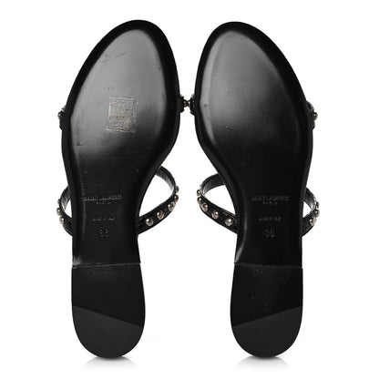 Saint Laurent Ayers Snakeskin Embellished Kate Flat Sandals 36 Black 5 of 10