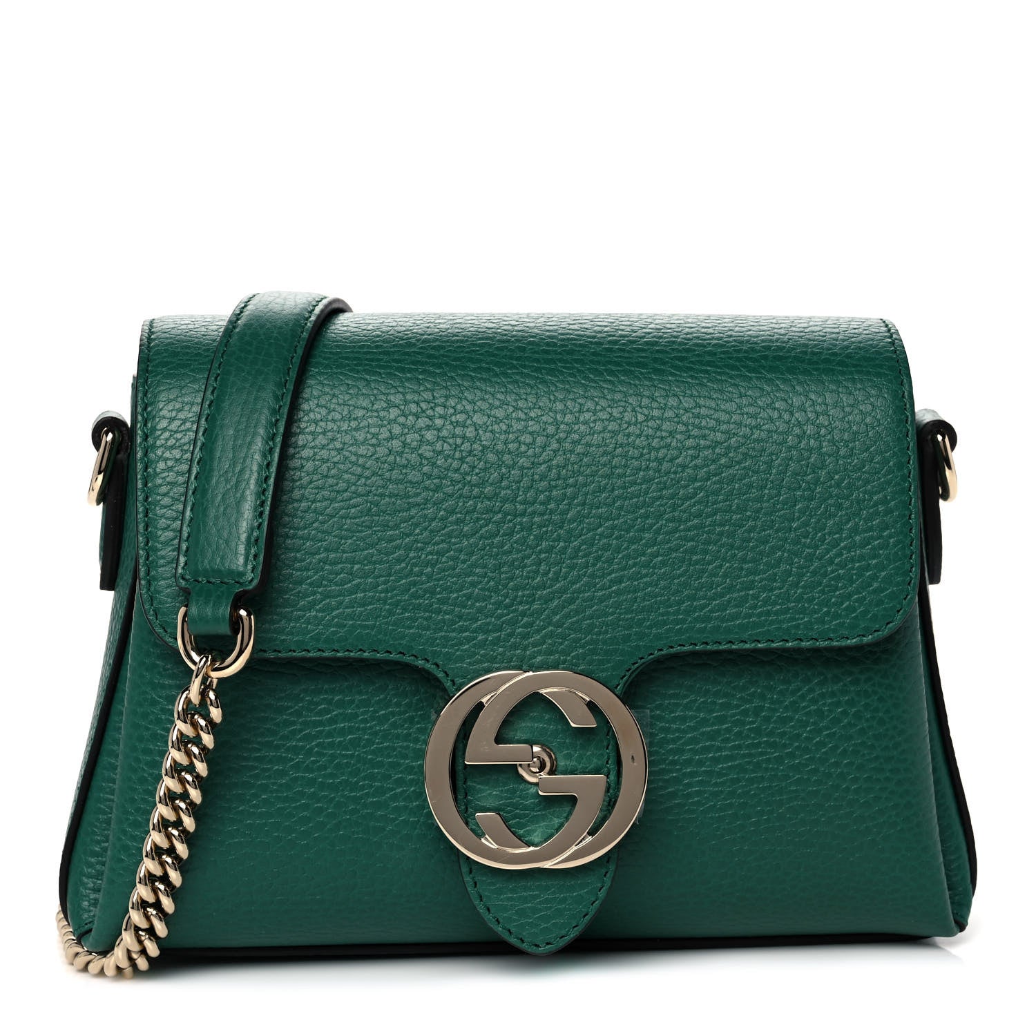 Gucci Dollar Calfskin Interlocking G Crossbody Bag Emerald 1 of 12