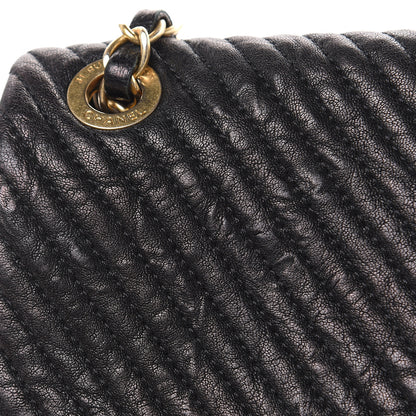 Chanel Calfskin Chevron Quilted Medium Surpique Flap Black 14 of 16