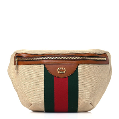 Gucci Vintage Canvas Web Belt Bag Sand Cuir 1 of 9