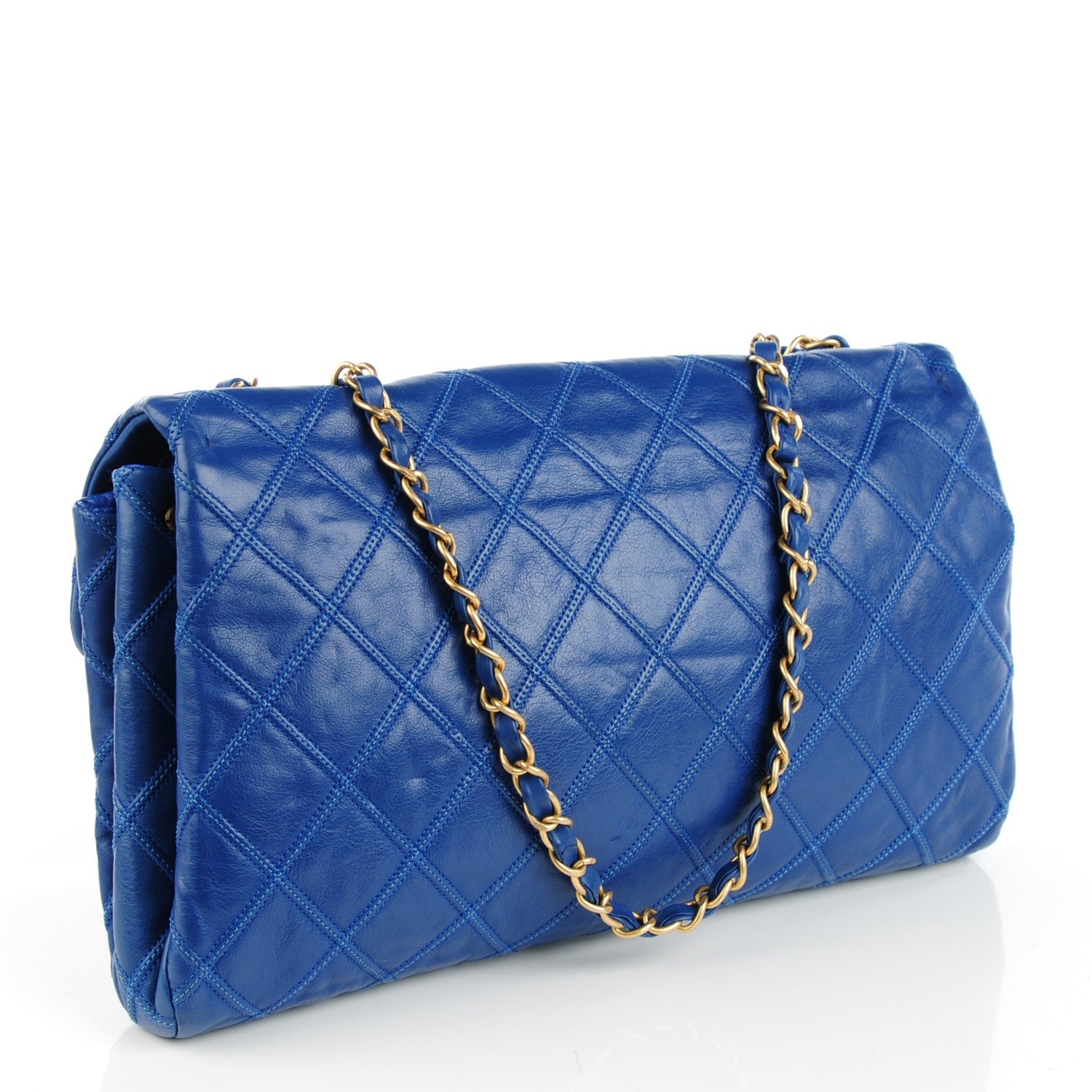 Chanel Calfskin Stitched Thin City Flap Blue 3 of 8