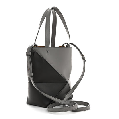 Loewe Shiny Calfskin Mini Puzzle Fold Tote Pearl Grey Dark Grey 3 of 10