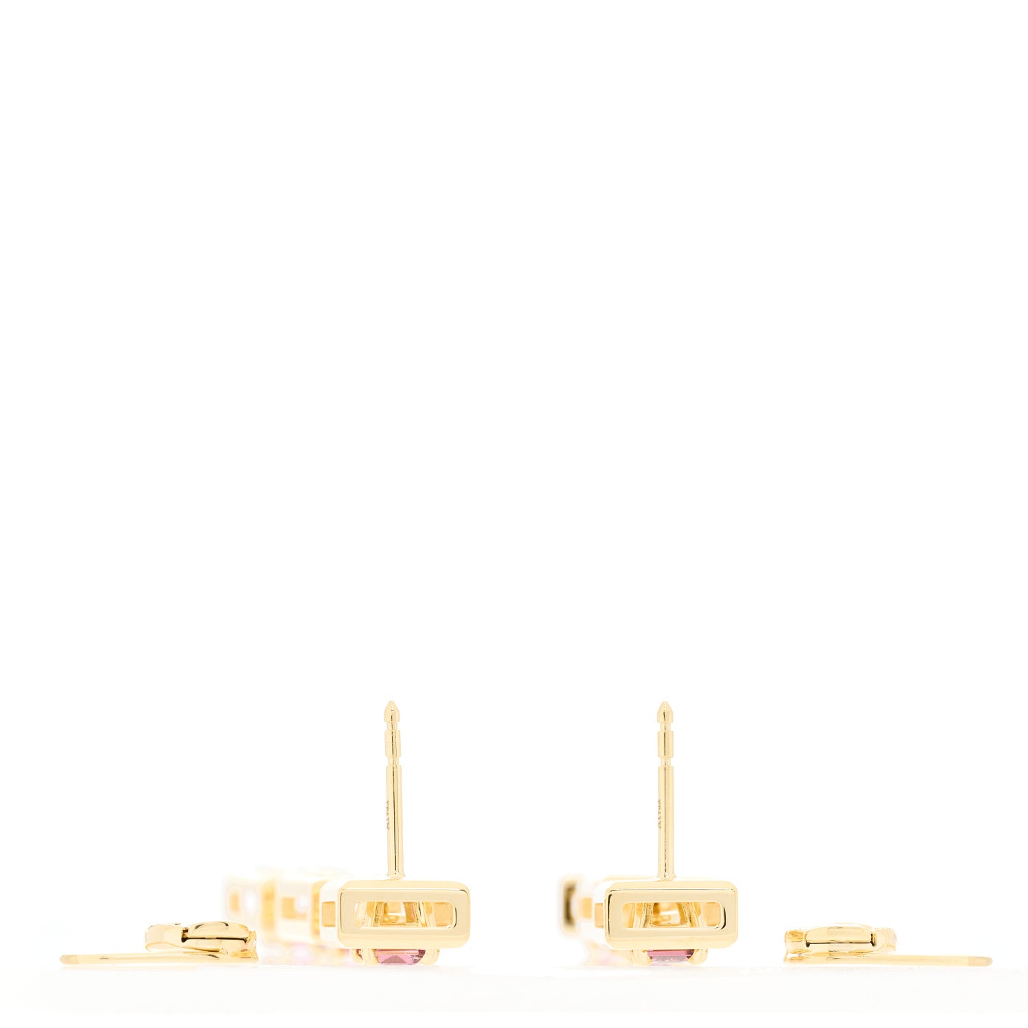 Tiffany 18K Yellow Gold Pink Tourmaline Jewel Box Drop Earrings 2 of 3