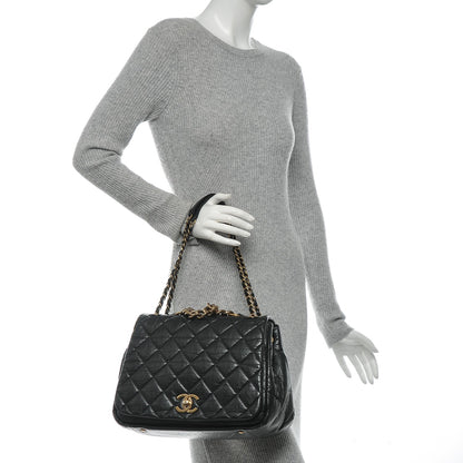 Chanel Aged Calfskin Quilted Large Pondichery Flap Black 2 of 7
