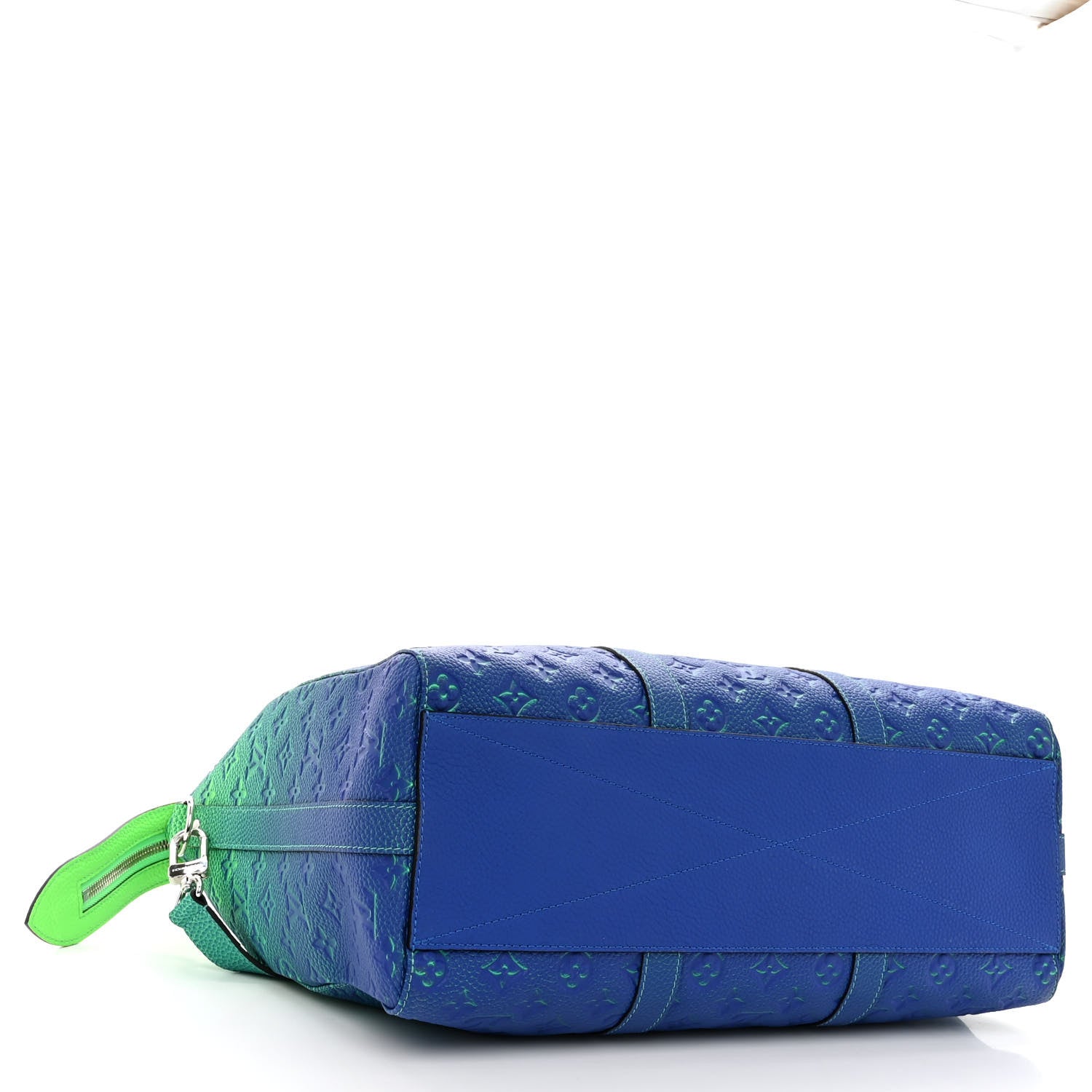 Louis Vuitton Taurillon Illusion Keepall Tote Bleu Vert 4 of 9