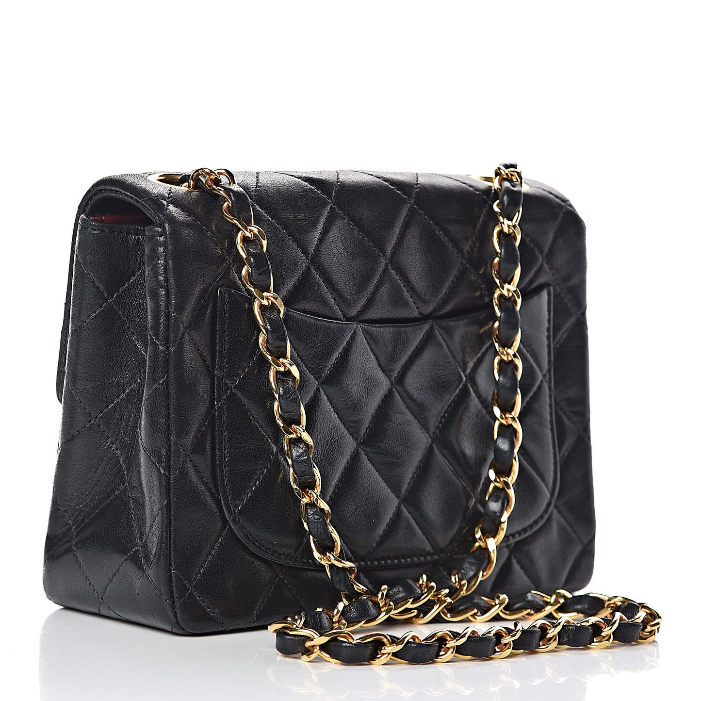 Lambskin Quilted Mini Square Flap Black