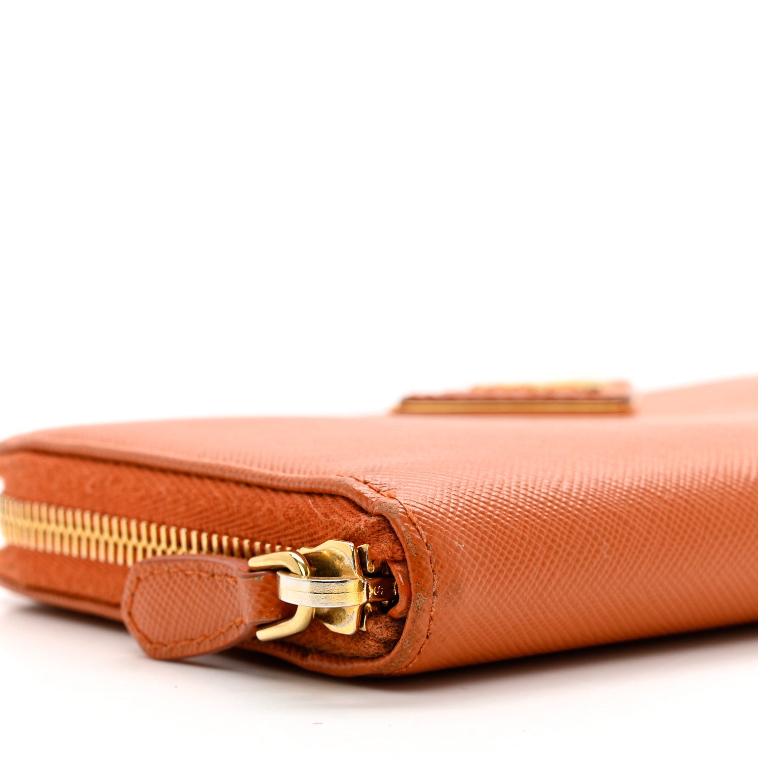 Prada Saffiano Metal Zip Around Wallet Rame 8 of 10