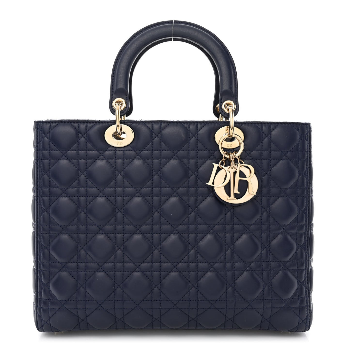 Lambskin Cannage Large Lady Dior Navy Blue