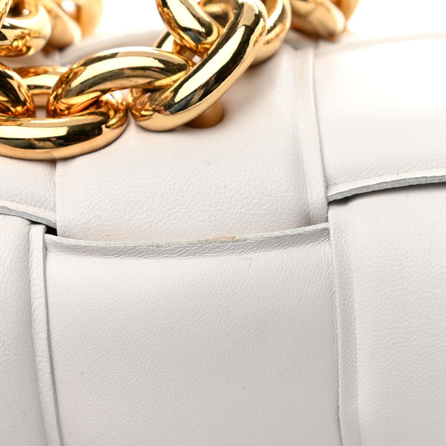 Lambskin Maxi Intreccio Padded Chain Cassette Crossbody Bag Chalk