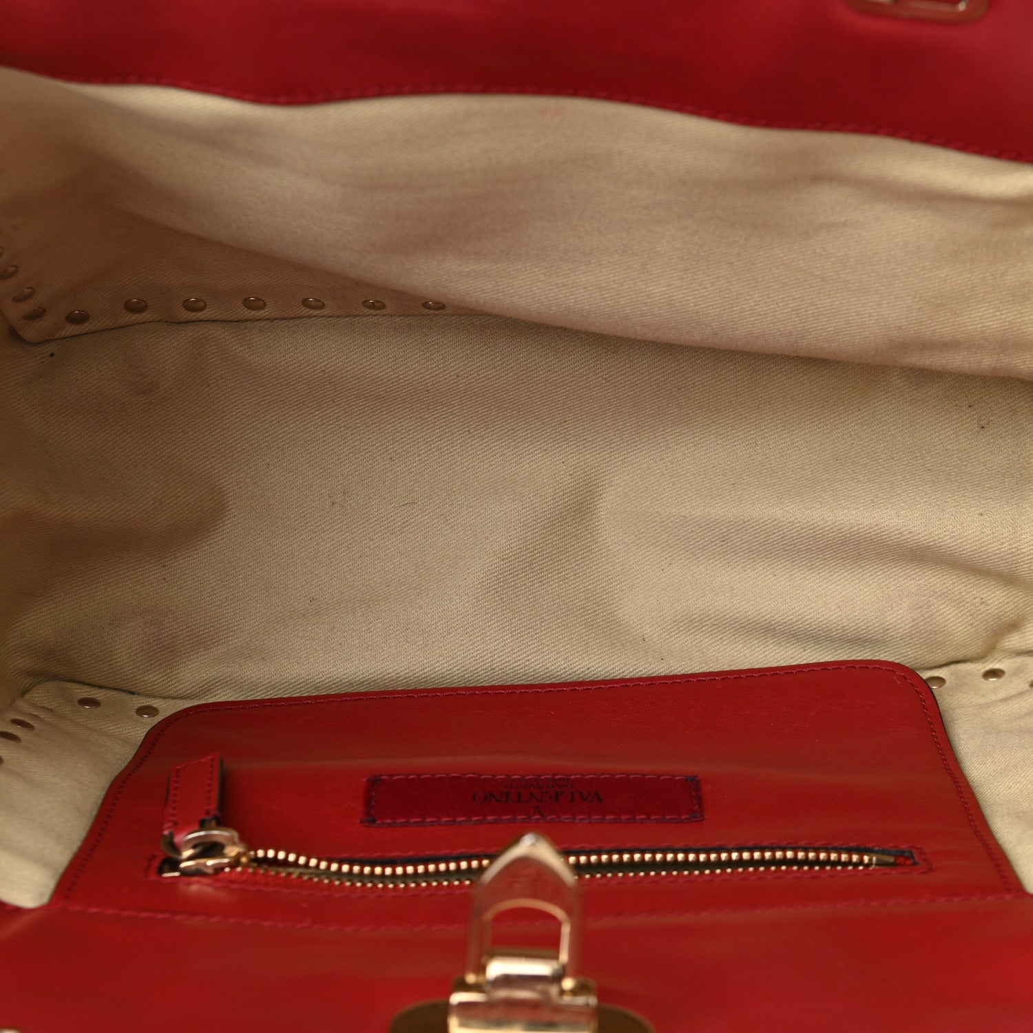 Valentino Garavani Vitello Small Rockstud Tote Rosso Valentino 5 of 10