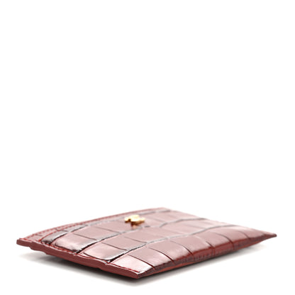 Chanel Calfskin Crocodile Embossed Card Holder Burgundy 4 of 8