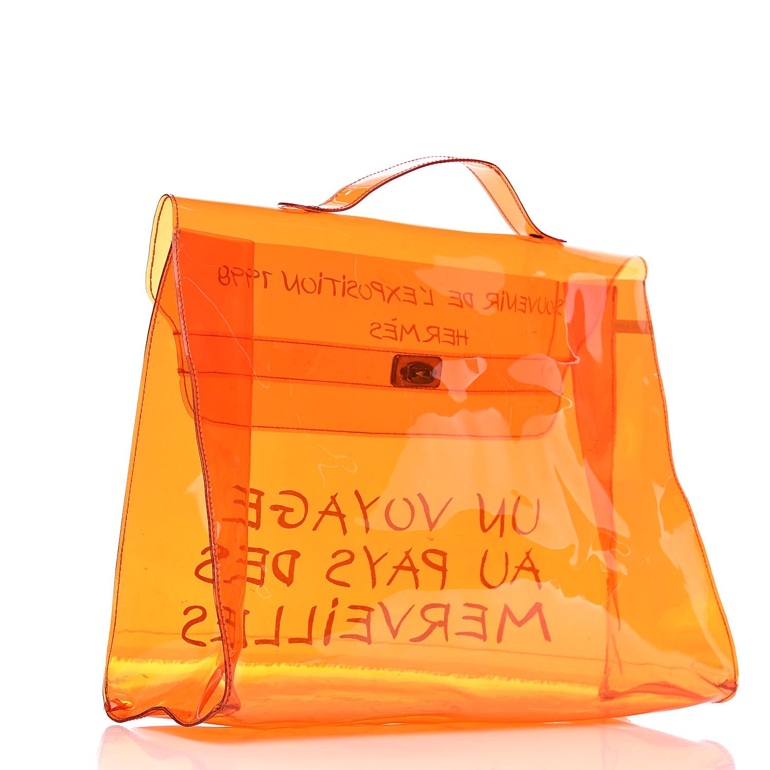 Hermes Vinyl Souvenir De L'Exposition Kelly Orange 3 of 10