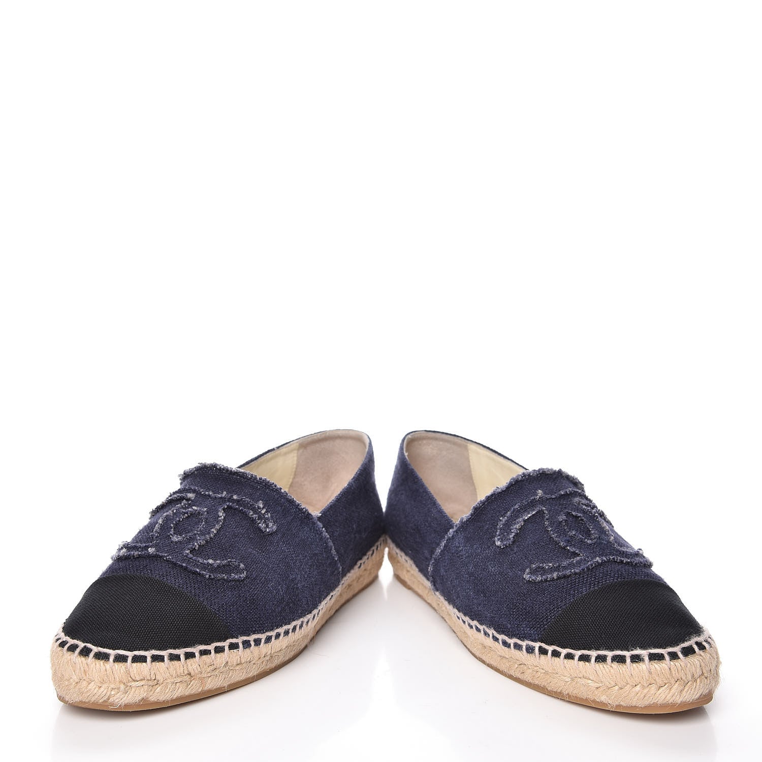 Chanel Denim Toile CC Espadrilles 41 Navy Black 6 of 15