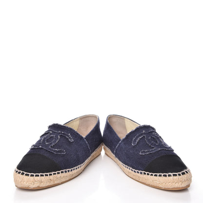 Chanel Denim Toile CC Espadrilles 41 Navy Black 6 of 15