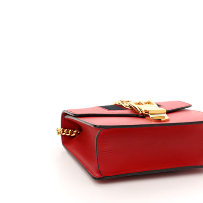 Gucci Calfskin Mini Sylvie Chain Shoulder Bag Hibiscus Red 7 of 11