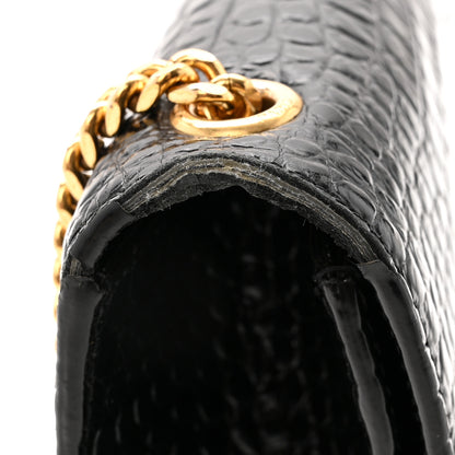 Saint Laurent Calfskin Crocodile Embossed Medium Classic Monogram Kate Tassel Satchel Black 14 of 15