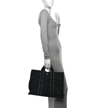 Hermes Canvas Herline MM Tote Black 2 of 14