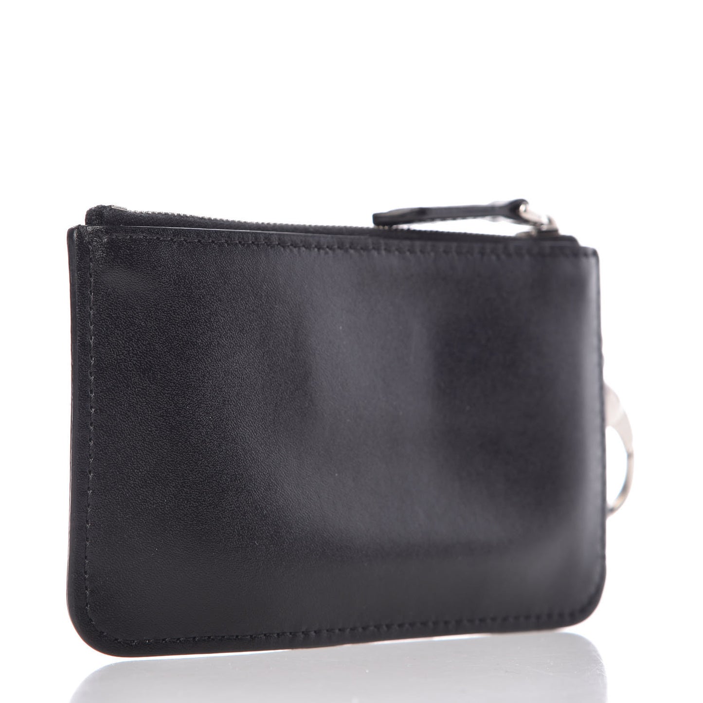 Vitello Applique Heart Coin Pouch Key Case Black