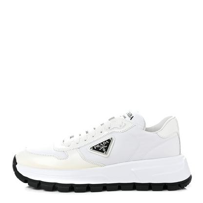 Prada Re-Nylon Spazzolato Metal Triangle Logo Womens Prax 01 45mm Sneakers 39 White Black 1 of 10