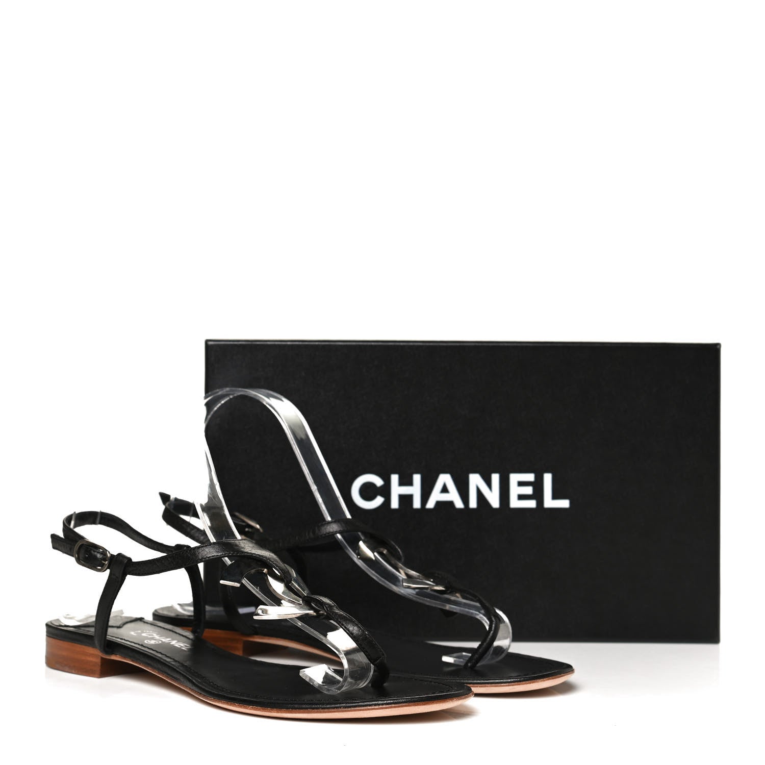 Chanel Calfskin CC Thong Sandals 38 Black 11 of 11