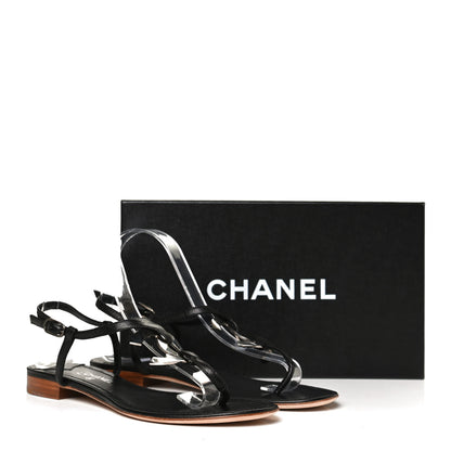 Chanel Calfskin CC Thong Sandals 38 Black 11 of 11