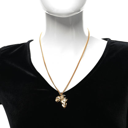 Chanel Crystal Pearl CC Africa Pendant Necklace Gold White 2 of 5
